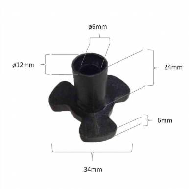 Pignon d'entraînement pour plaque micro-onde diamètre 6 mm diamètre hauteur 24 mm
